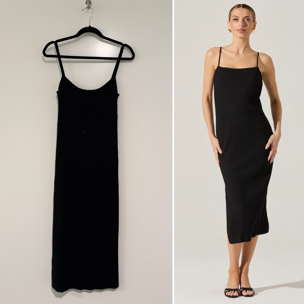 ASTR the Label ✨ ANTHRO dress black sweater knit spaghetti straps stretch | Sz M